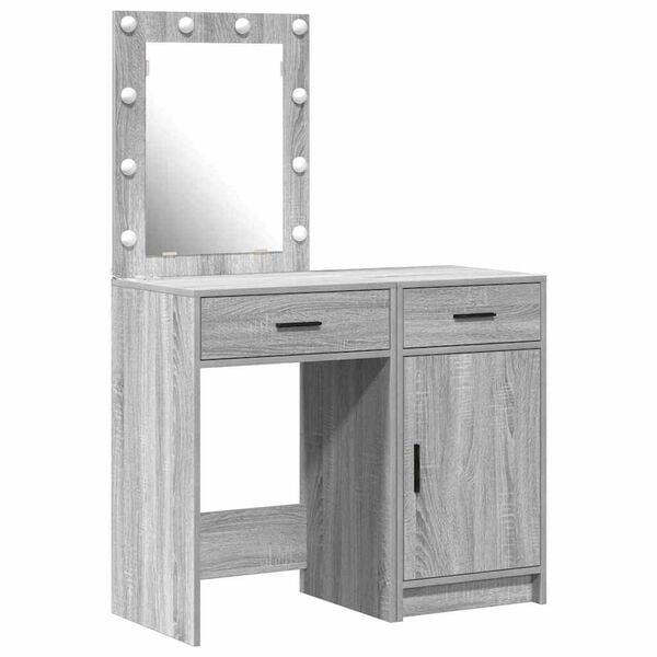 vidaXL Schminktisch mit T&uuml;r 2 pcs Grau 50 x 41 x 135 cm Holzwerkstoff