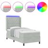 vidaXL Boxspringbett mit LED-Lichtleisten Hellgrau 90 x 200 cm Samt