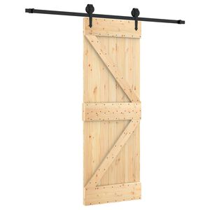 vidaXL Schiebet&uuml;r Nat&uuml;rlich und Schwarz 70 x 210 cm Massivkiefer