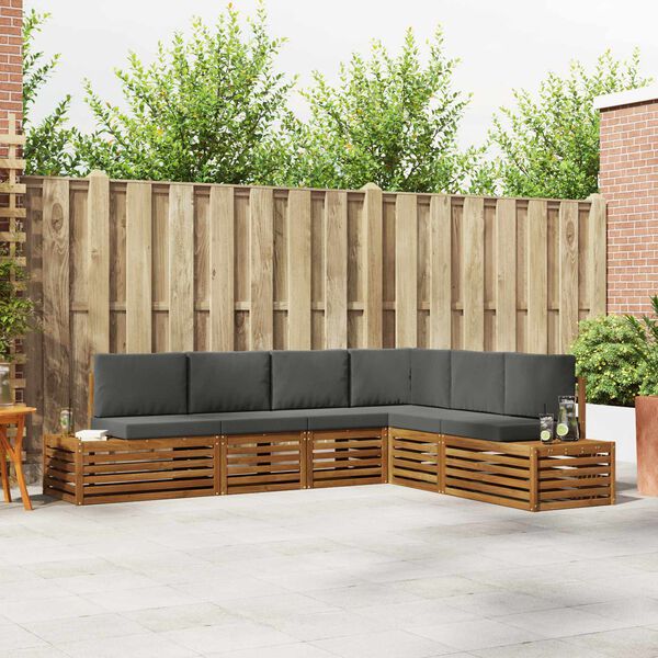 vidaXL Outdoor-Sofagarnitur mit Kissen 6 St&uuml;ck Natur und Anthrazit