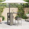 vidaXL 3-tlg. Gartenbar-Set mit Kissen Grau Poly Rattan