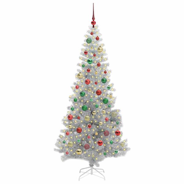 vidaXL Weihnachtsbaum mit 300 LEDs mit St&auml;nder Silber 180 cm PET
