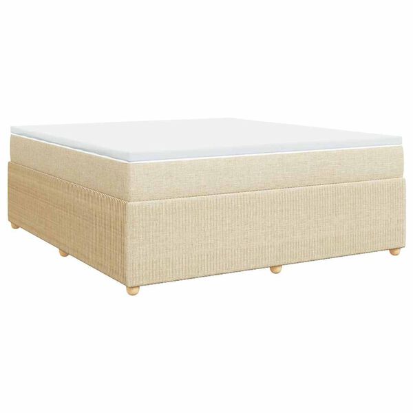 vidaXL Boxspringbett mit Matratze Creme 180x200 cm Stoff