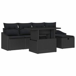 vidaXL Gartensofa-set mit Kissen 6 pcs Schwarz Poly-Rattan