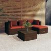 vidaXL 5-tlg. Garten-Lounge-Set mit Kissen Poly Rattan Braun