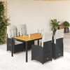 vidaXL 5-tlg. Garten-Bistro-Set mit Kissen Schwarz Poly Rattan