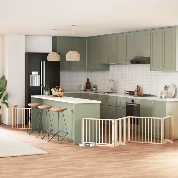 vidaXL 12-tlg. Hundetor mit T&uuml;r Faltbar 960 cm Pappelholz