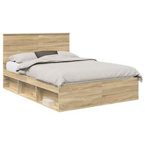 vidaXL Bettrahmen Uni Sonoma-Eiche 150 x 200 cm Massives Kiefernholz