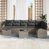 vidaXL Garten-Sofa-Set mit Kissen mit Speicher 9 pcs Grau Poly Rattan