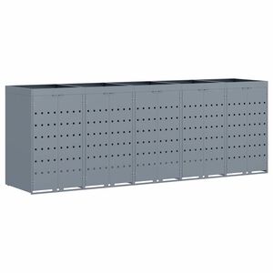 vidaXL Wagenm&uuml;llbeh&auml;lter f&uuml;r 5 Beh&auml;lter Hellgrau 340 x 77,5 x 121,5 cm