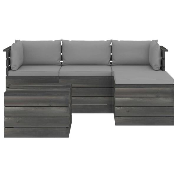 vidaXL 5-tlg. Garten-Sofagarnitur aus Paletten mit Kissen Kiefernholz