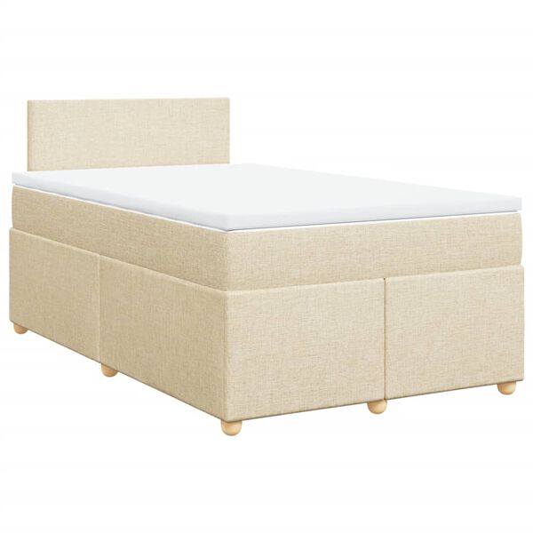 vidaXL Boxspringbett mit Matratze Creme 120x200 cm Stoff