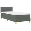 vidaXL LED Boxspringbett mit Matratze Dunkelgrau 90 x 200 cm Stoff