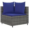 vidaXL 4-tlg. Garten-Sofagarnitur mit Kissen Grau Poly Rattan