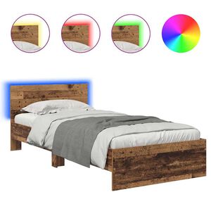 vidaXL Bettrahmen mit Kopfteil Altholz 100 x 200 cm Holzwerkstoff
