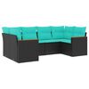 vidaXL 6-teiliges Gartensofa-Set mit Kissen, schwarzes Polyrattan