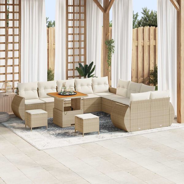 vidaXL Gartensofa-set 13 pcs Beige Poly-Rattan