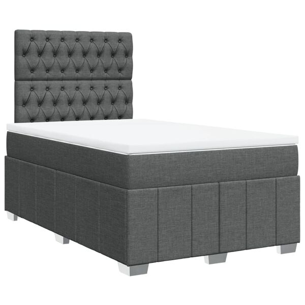 vidaXL Boxspringbett mit Matratze Dunkelgrau 120x190 cm Stoff