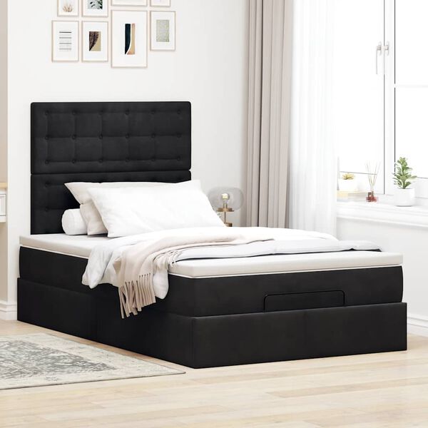 vidaXL Ottoman-Bett mit Matratzen Schwarz 120x200 cm Samt