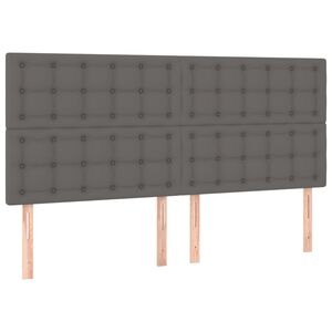vidaXL Kopfteil Grau 200x5x118/128 cm Kunstleder