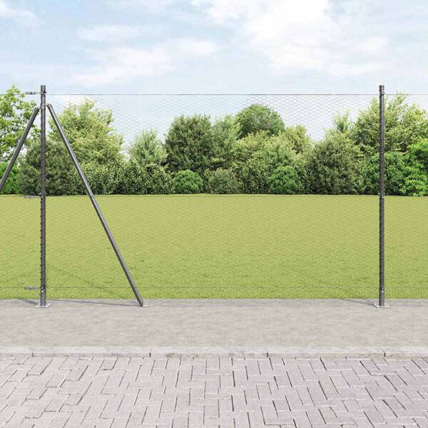 vidaXL Zaunpfosten Grau 10 x 1,4 m (25 mm Maschen) Stahl und PVC