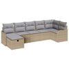 vidaXL Garten-Sofa-Set mit Kissen mit Speicher 7 pcs Beige Poly Rattan