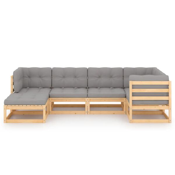 vidaXL 6-tlg. Garten-Lounge-Set mit Kissen Massivholz Kiefer