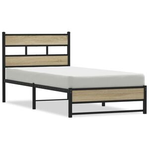 vidaXL Metallbett ohne Matratze Sonoma-Eiche 75x190 cm