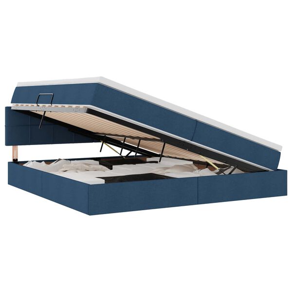 vidaXL Aufbewahrungsbett mit Matratze Blau 200 x 200 cm Holzwerkstoff