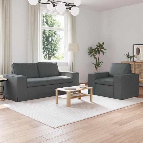 vidaXL Sofa 2 pcs Dunkelgrau