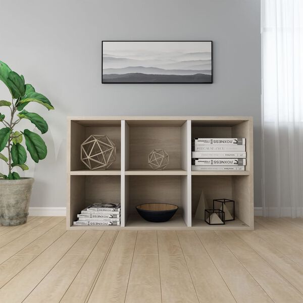 vidaXL B&uuml;cherregal/Sideboard Wei&szlig; und Sonoma-Eiche 66x30x98 cm