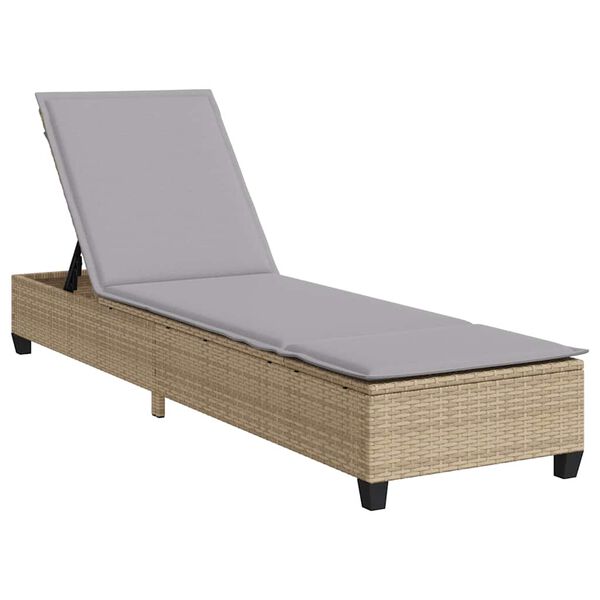 vidaXL Sonnenliege mit Auflagen Beige 55x200x25,5cm Poly Rattan