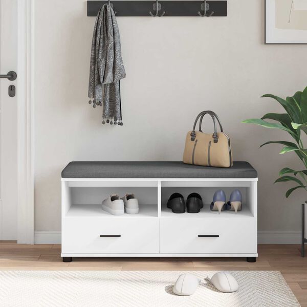 vidaXL Flurbank Wei&szlig; 100 x 38 x 46 cm Spanplatte und Polsterstoff