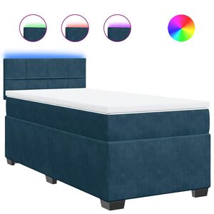vidaXL Boxspringbett mit Matratze Blau 80x200 cm Samt