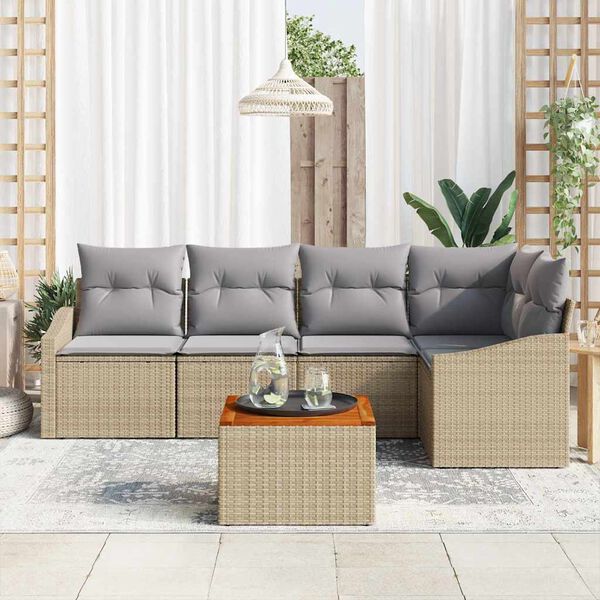 vidaXL Garten-Sofa-Set 6 pcs Beige und Hellgrau