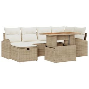 vidaXL Garten-Sofa-Set 7 pcs Beige Poly-Rattan