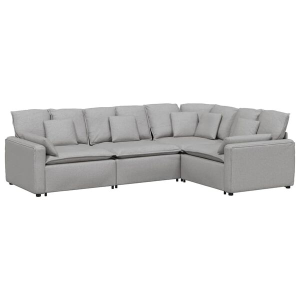 vidaXL Modulares Sofa mit Kissen Stoff Wolkengrau