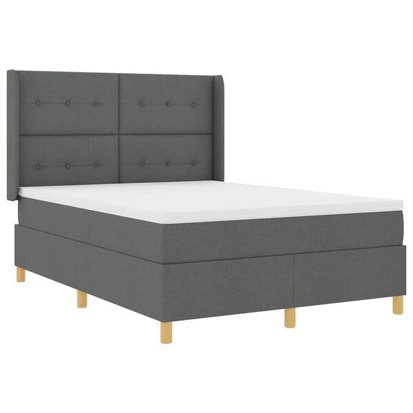 vidaXL Boxspringbett mit Matratze mit LED Grau 140 x 190 cm Stoff