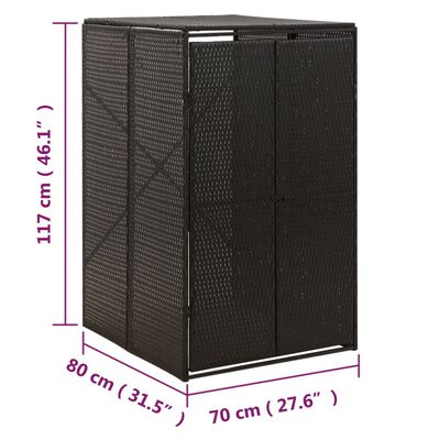 vidaXL Mülltonnenbox für 1 Tonne Schwarz 70x80x117 cm Poly Rattan