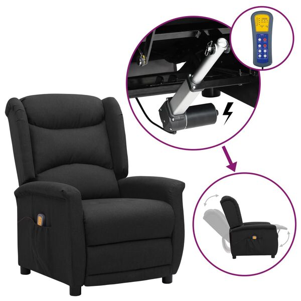 vidaXL Massagesessel mit Aufstehhilfe Schwarz Stoff