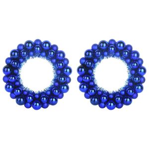 vidaXL Weihnachtsballkr&auml;nze 2 pcs Blau 33 x 33 x 7 cm Polystyrol