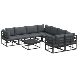 vidaXL Gartensofa-set mit Kissen 9 pcs Schwarz Stahl