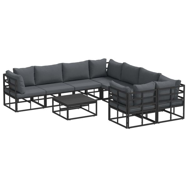 vidaXL Gartensofa-set mit Kissen 9 pcs Schwarz Stahl