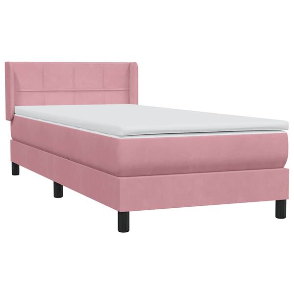 vidaXL Boxspringbett mit Matratze Rosa 100x210 cm Samt