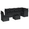 vidaXL 7-tlg. Garten-Sofagarnitur mit Kissen Schwarz Poly Rattan