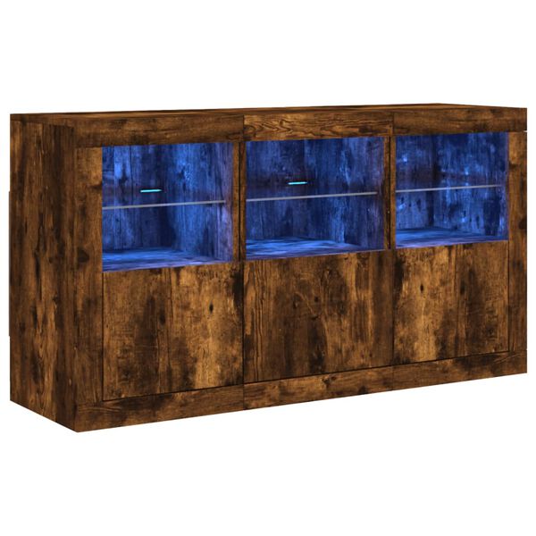vidaXL Sideboard mit LED-Leuchten R&auml;uchereiche 123x37x67 cm