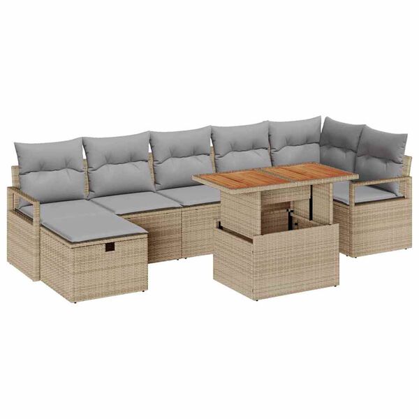 vidaXL Garten-Sofa-Set 8 pcs Beige Poly-Rattan