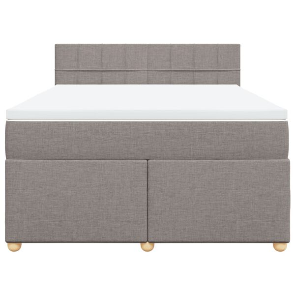 vidaXL Boxspringbett mit Matratze Taupe 140x200 cm Stoff