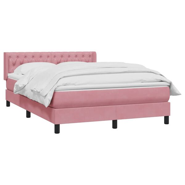 vidaXL Boxspringbett mit Matratze Rosa 140x210 cm Samt