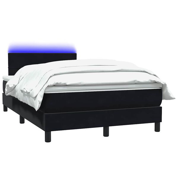 vidaXL Boxspringbett mit Matratze & LED Schwarz 120x210 cm Samt